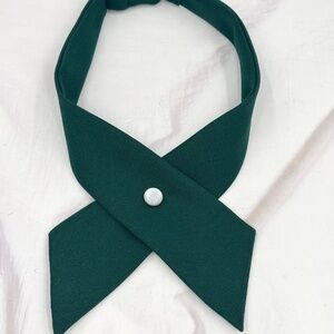 Green Criss-Cross Bow Tie for Uniform Adjustable Neck tie Pearl button